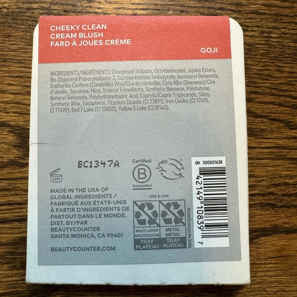 Beautycounter Cheeky Clean Cream Blush Refill, Goji, NWT
